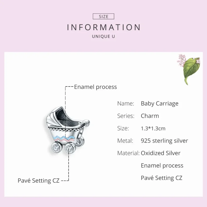 (image for) Pandora Style Silver Charm, New Baby Carriage, Multicolor Enamel - SCC1539 - View 7