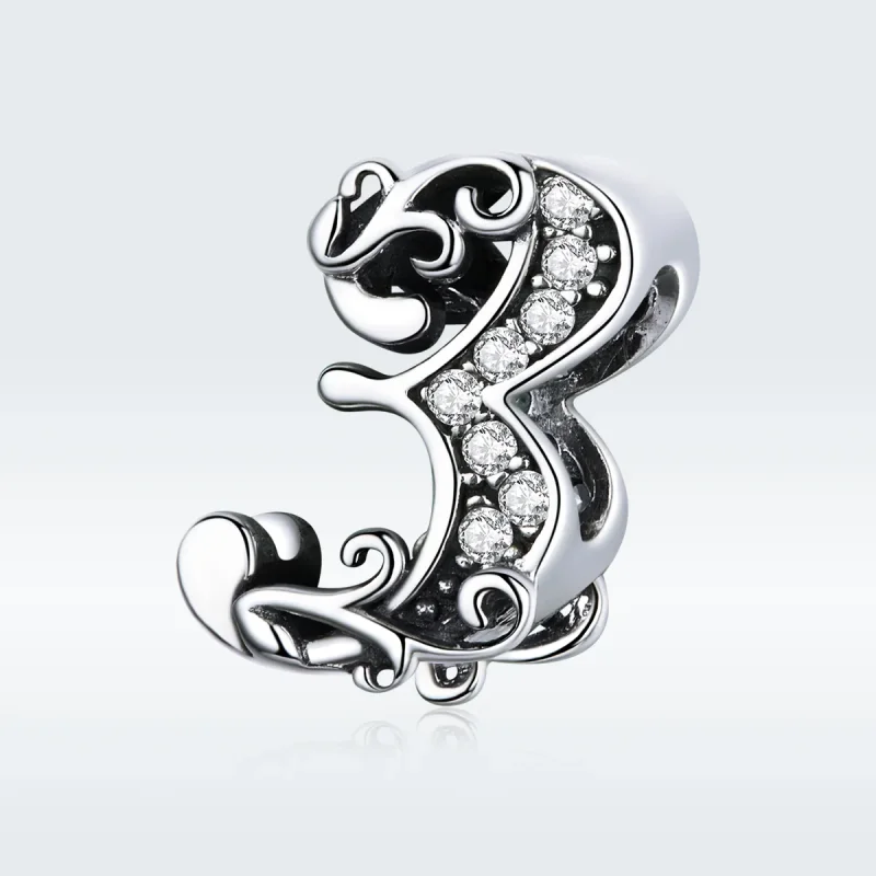(image for) Pandora Style Silver Charm, Number 3 - SCC1418-3 - View 5