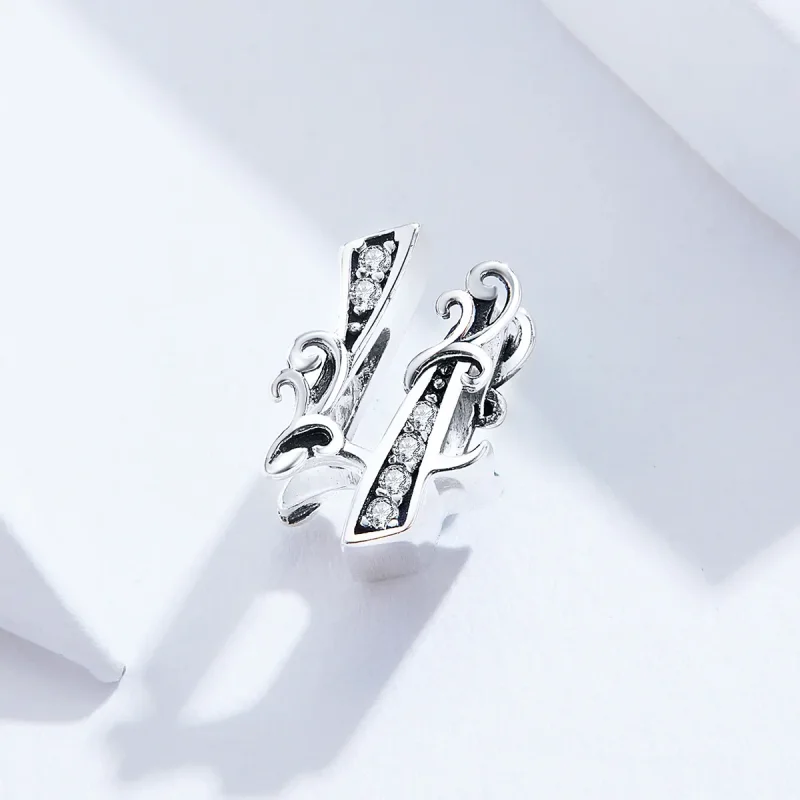(image for) Pandora Style Silver Charm, Number 4 - SCC1418-4 - View 2