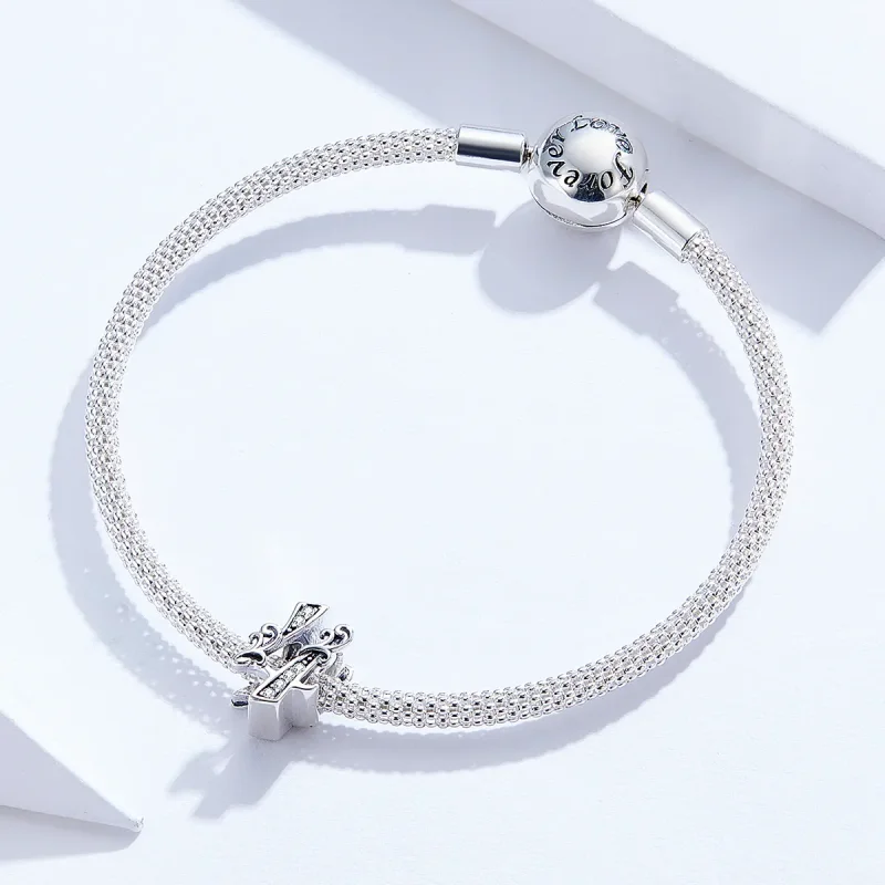 (image for) Pandora Style Silver Charm, Number 4 - SCC1418-4 - View 3