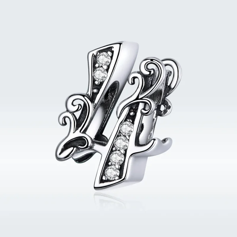 (image for) Pandora Style Silver Charm, Number 4 - SCC1418-4 - View 5