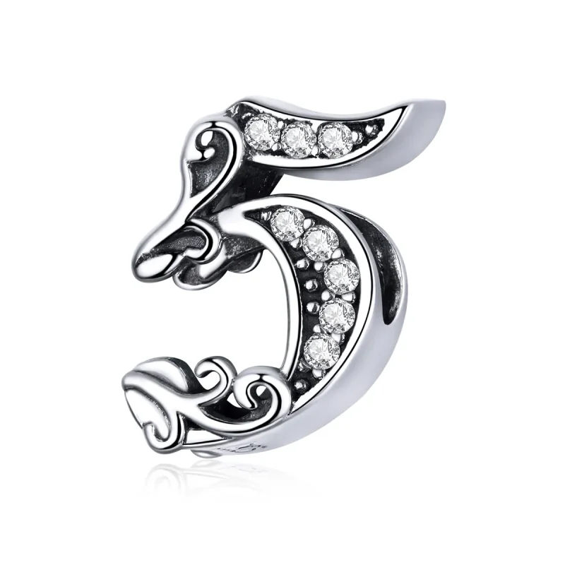 (image for) Pandora Style Silver Charm, Number 5 - SCC1418-5 - Product Image