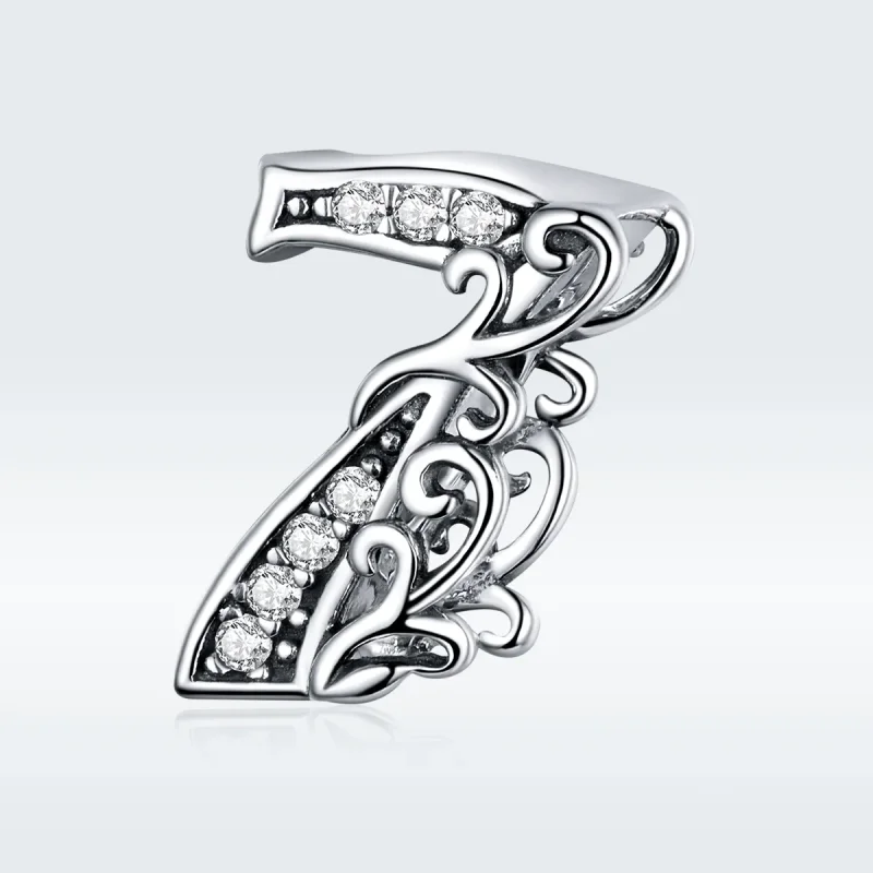 (image for) Pandora Style Silver Charm, Number 7 - SCC1418-7 - View 5
