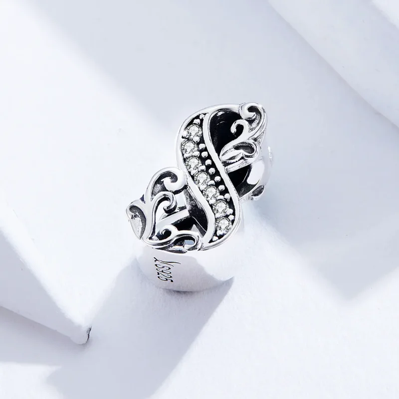 (image for) Pandora Style Silver Charm, Number 8 - SCC1418-8 - View 2
