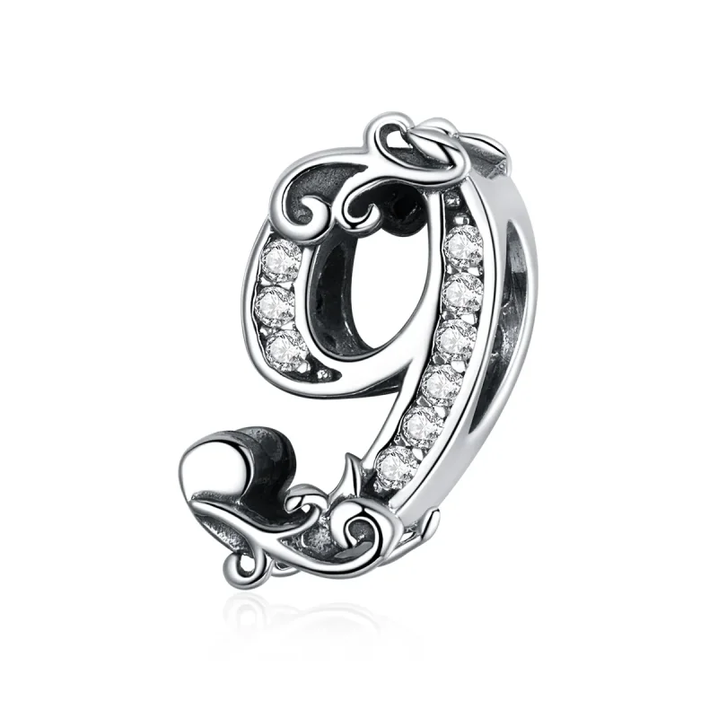 (image for) Pandora Style Silver Charm, Number 9 - SCC1418-9 - Product Image