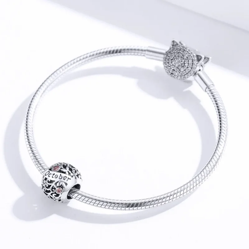 (image for) Pandora Style Silver Charm, October Birthstone - SCC1385-10 - View 2