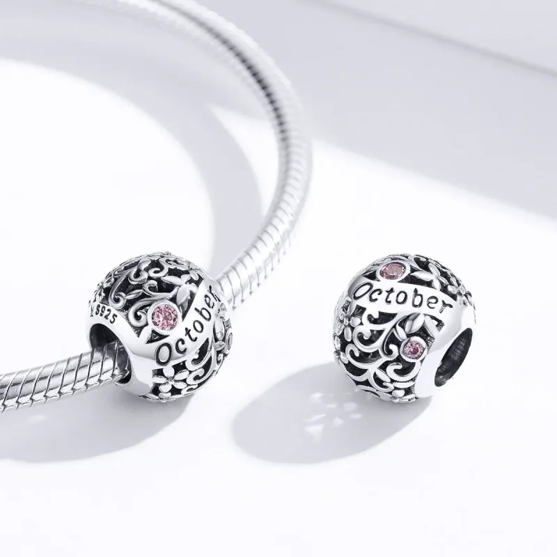 (image for) Pandora Style Silver Charm, October Birthstone - SCC1385-10 - View 3