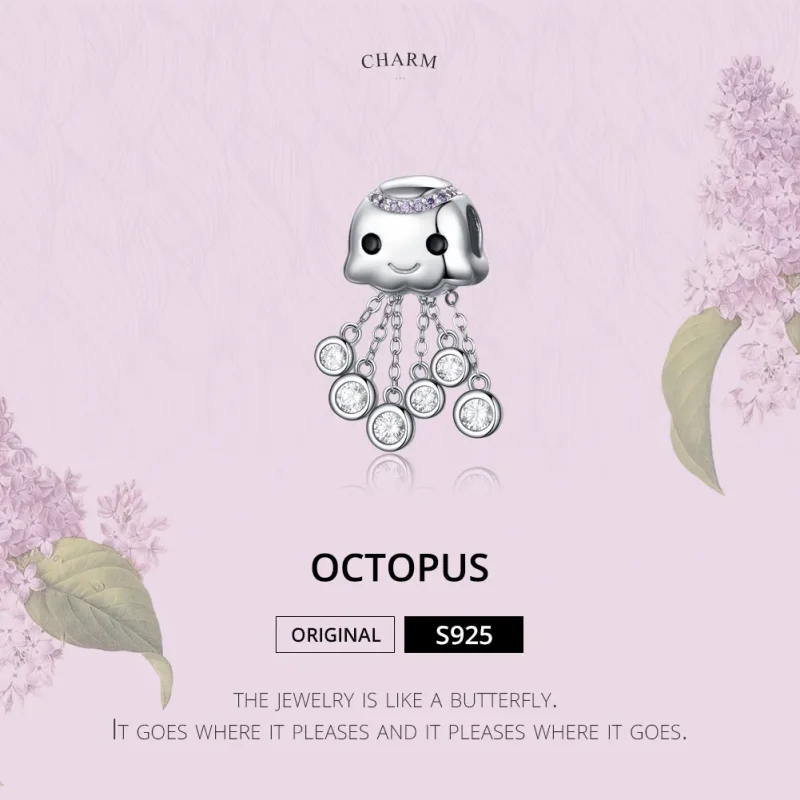 (image for) Pandora Style Silver Charm, Octopus - BSC081 - View 5