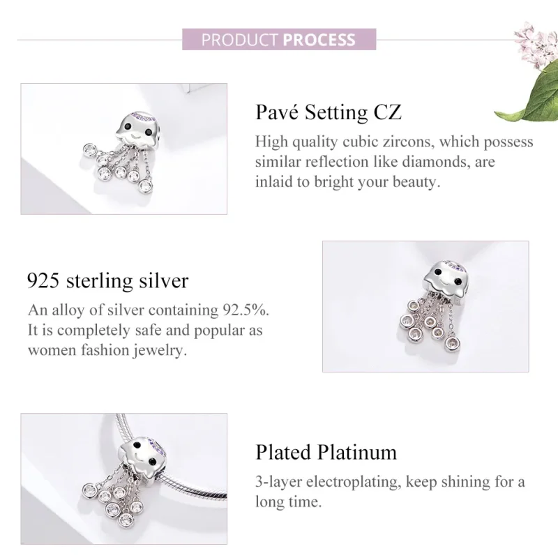 (image for) Pandora Style Silver Charm, Octopus - BSC081 - View 7