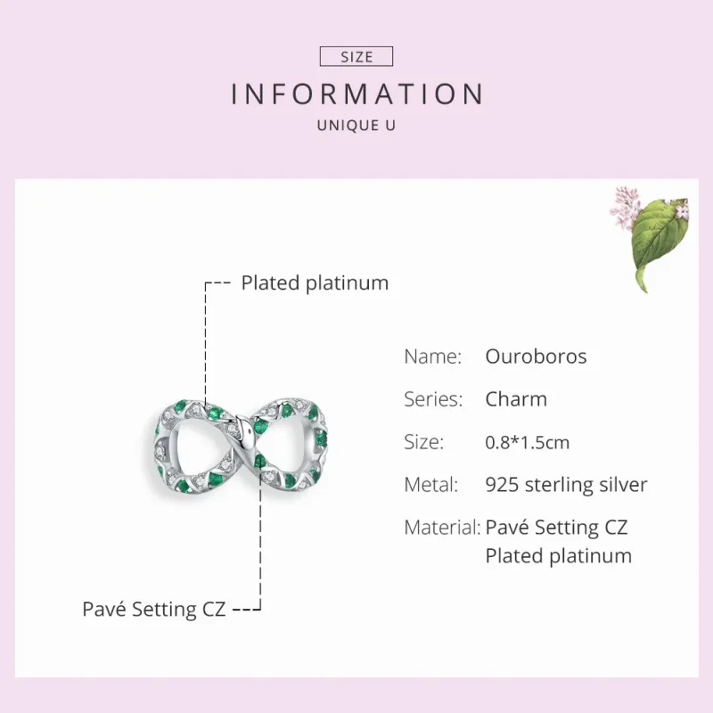 (image for) Pandora Style Silver Charm, Ouroboros - BSC186 - View 7