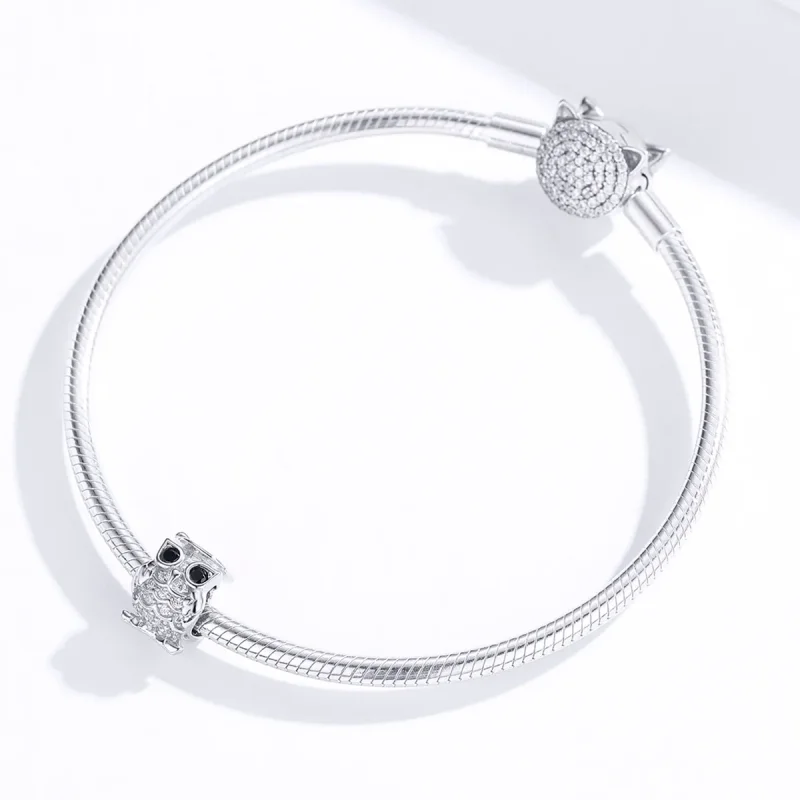 (image for) Pandora Style Silver Charm, Owl - BSC124 - View 2