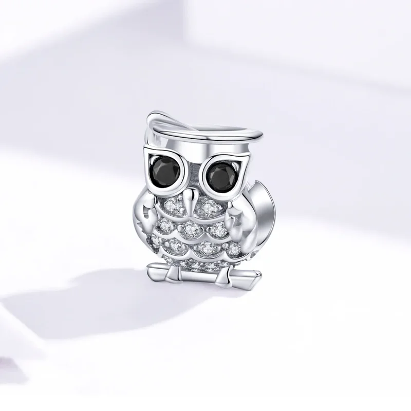 (image for) Pandora Style Silver Charm, Owl - BSC124 - View 3