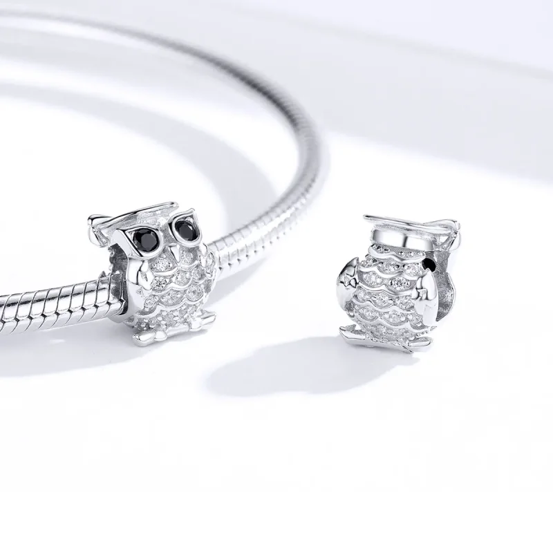 (image for) Pandora Style Silver Charm, Owl - BSC124 - View 4