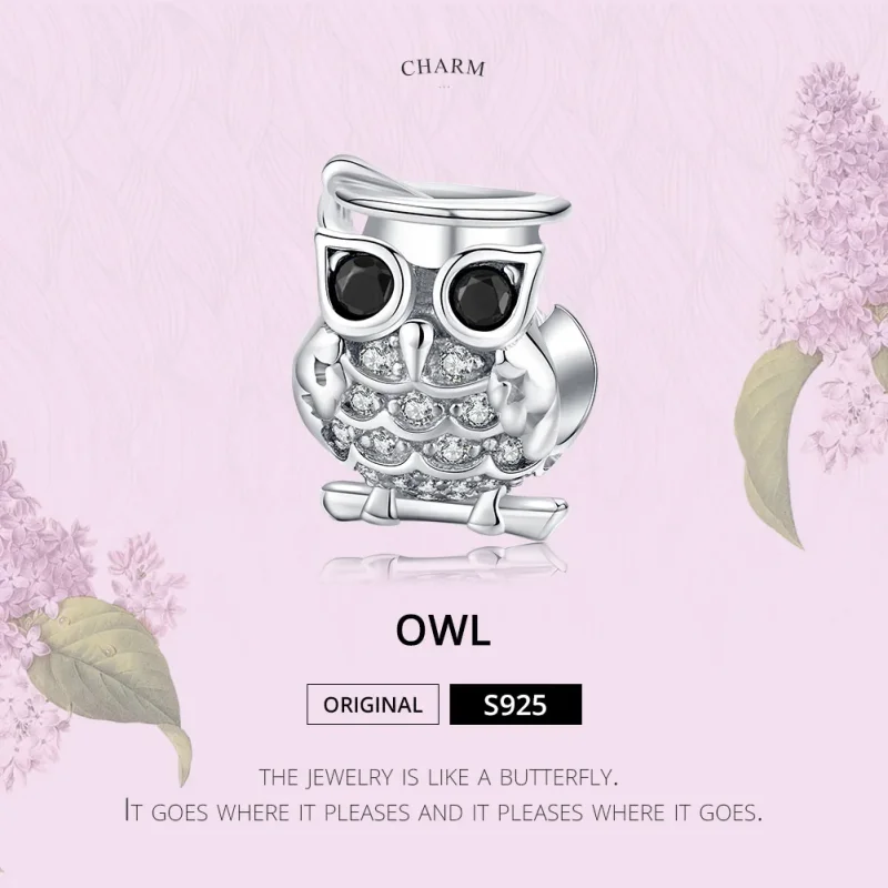 (image for) Pandora Style Silver Charm, Owl - BSC124 - View 5