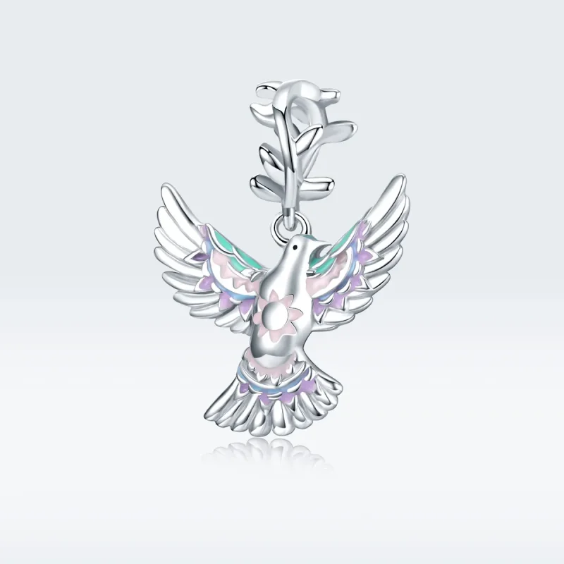 (image for) Pandora Style Silver Charm, Peace Dove, Multicolor Enamel - BSC295 - View 5