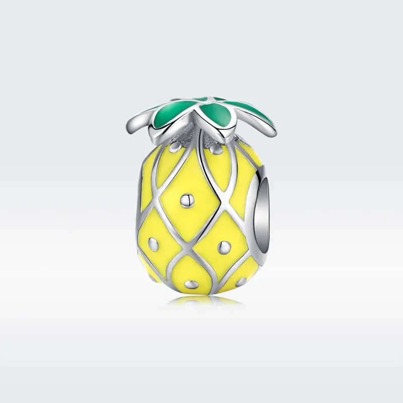 (image for) Pandora Style Silver Charm, Pineapple, Multicolor Enamel - BSC128 - Product Image
