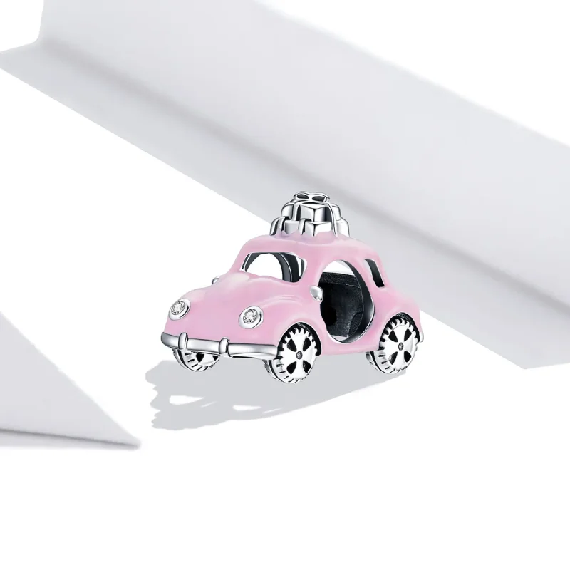(image for) Pandora Style Silver Charm, Pink Car, Pink Enamel - SCC1738 - View 2