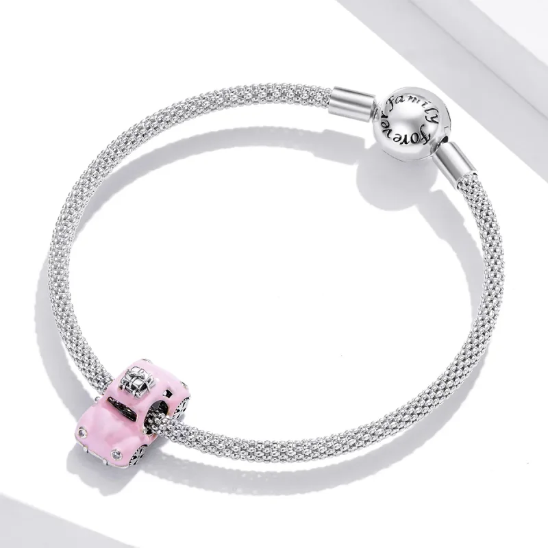 (image for) Pandora Style Silver Charm, Pink Car, Pink Enamel - SCC1738 - View 3