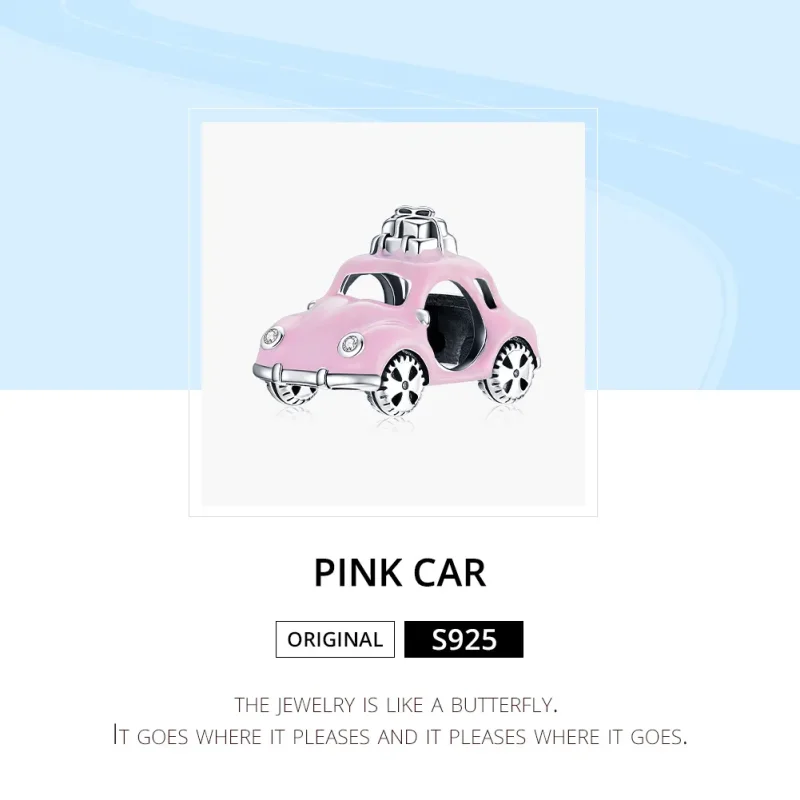 (image for) Pandora Style Silver Charm, Pink Car, Pink Enamel - SCC1738 - View 6
