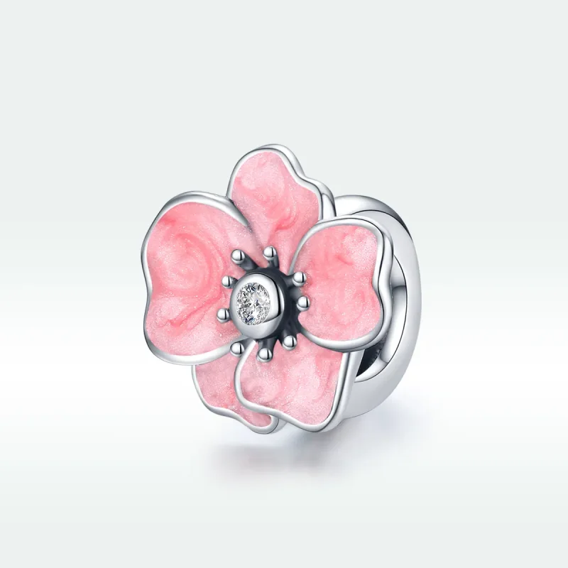 (image for) Pandora Style Silver Charm, Pink Flower, Pink Enamel - SCC1729 - View 5