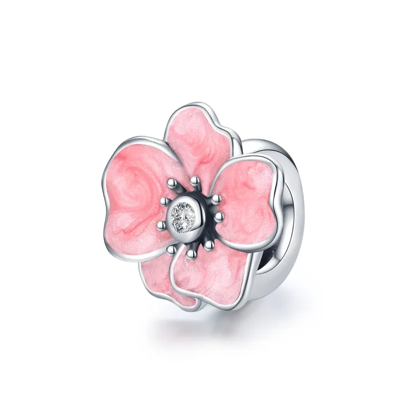 (image for) Pandora Style Silver Charm, Pink Flower, Pink Enamel - SCC1729 - Product Image