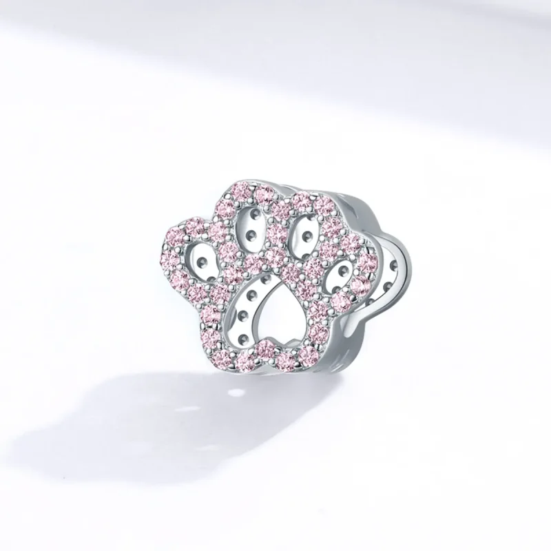(image for) Pandora Style Silver Charm, Pink Paw - BSC164 - View 2