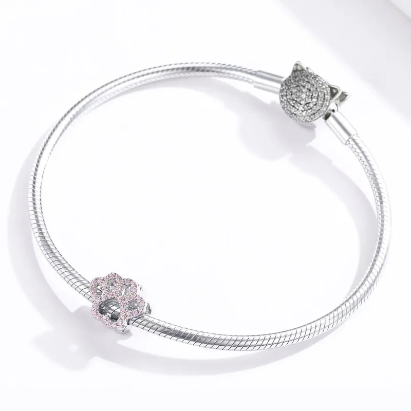 (image for) Pandora Style Silver Charm, Pink Paw - BSC164 - View 3