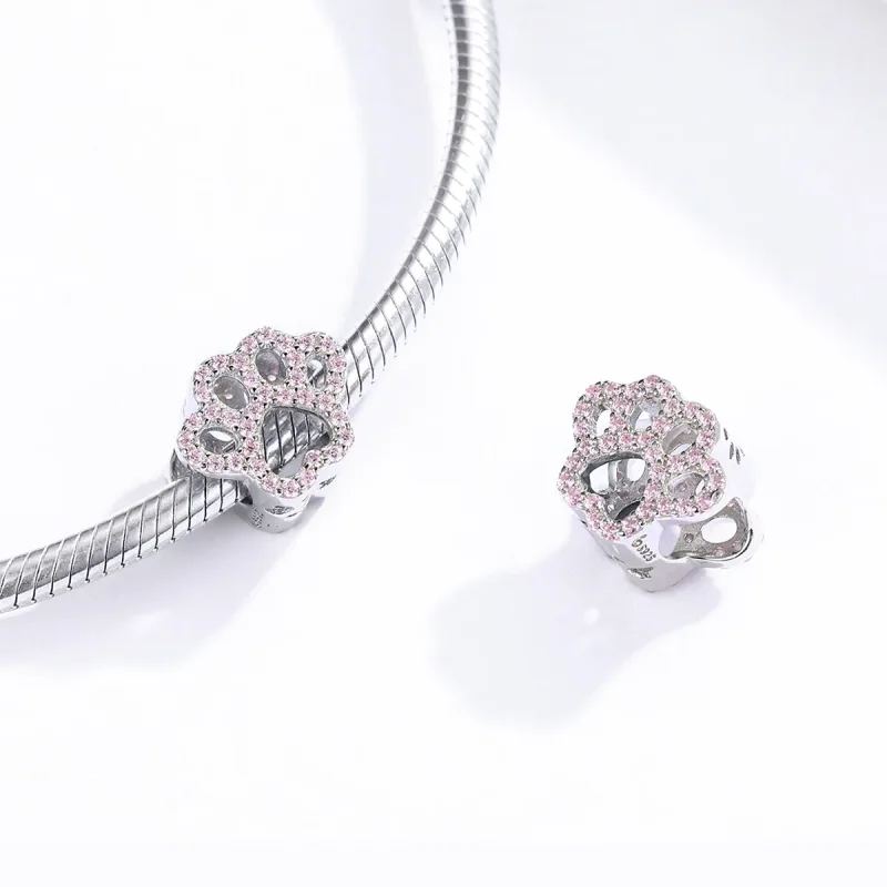 (image for) Pandora Style Silver Charm, Pink Paw - BSC164 - View 4