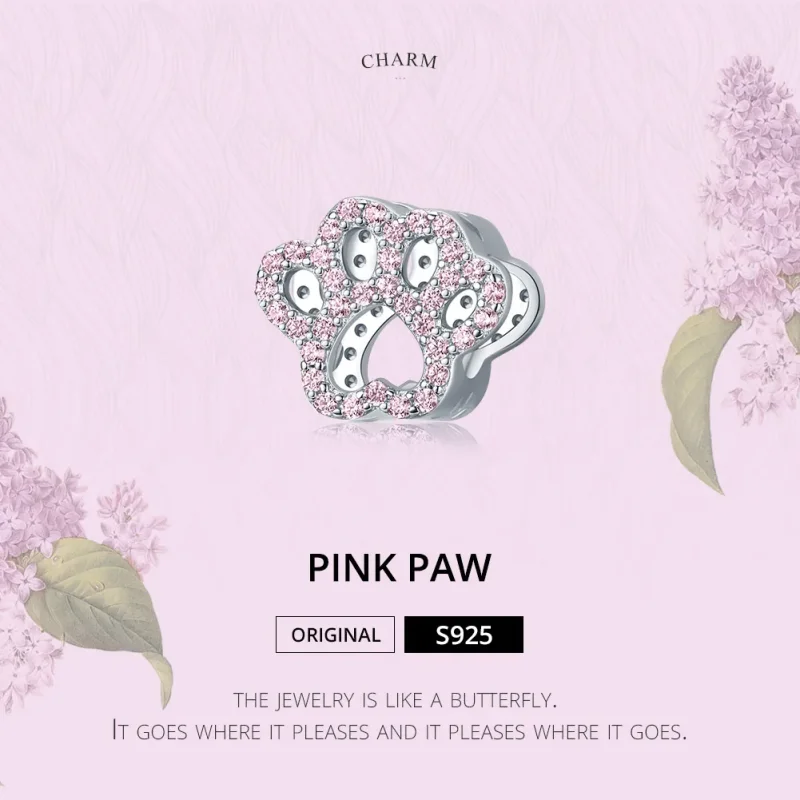 (image for) Pandora Style Silver Charm, Pink Paw - BSC164 - View 6