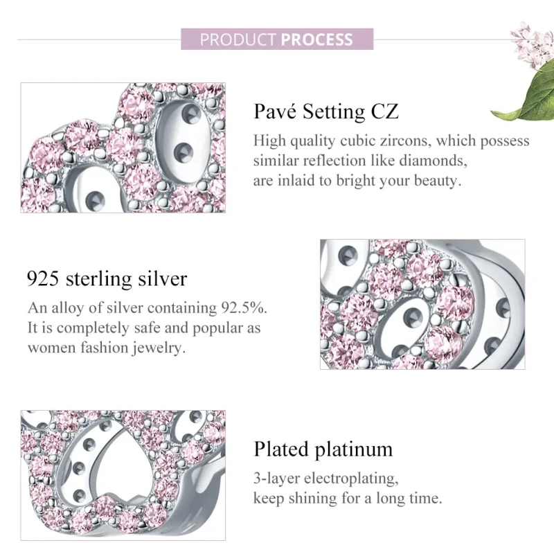 (image for) Pandora Style Silver Charm, Pink Paw - BSC164 - View 8