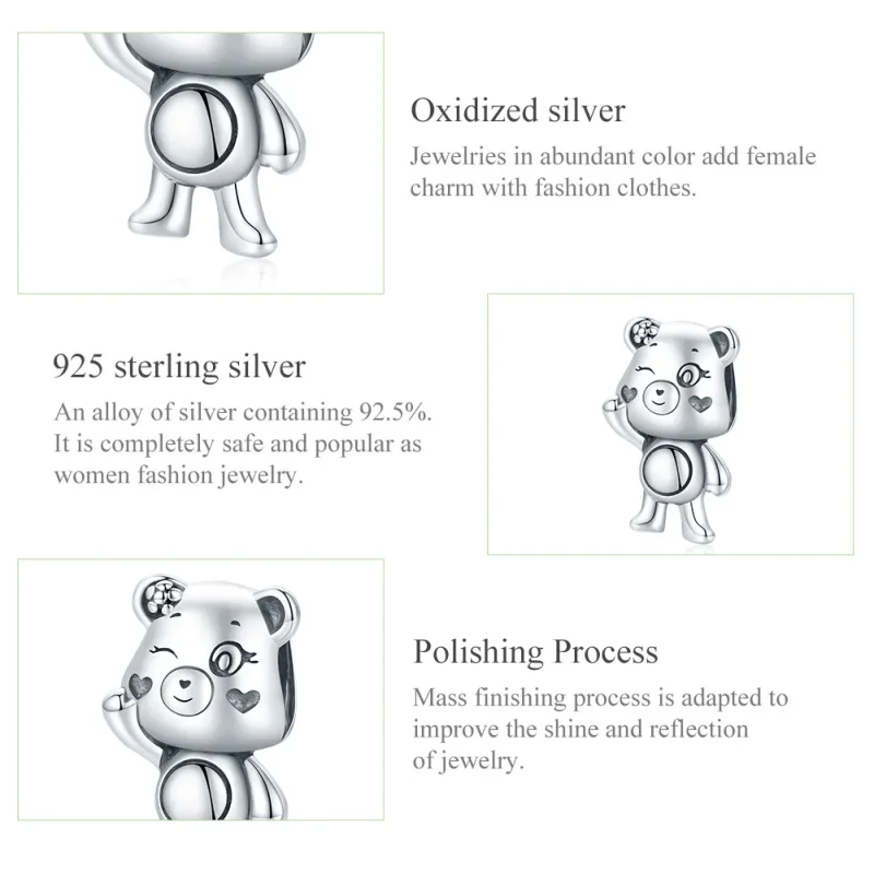 (image for) Pandora Style Silver Charm, Playful Bear - SCC1870 - View 8