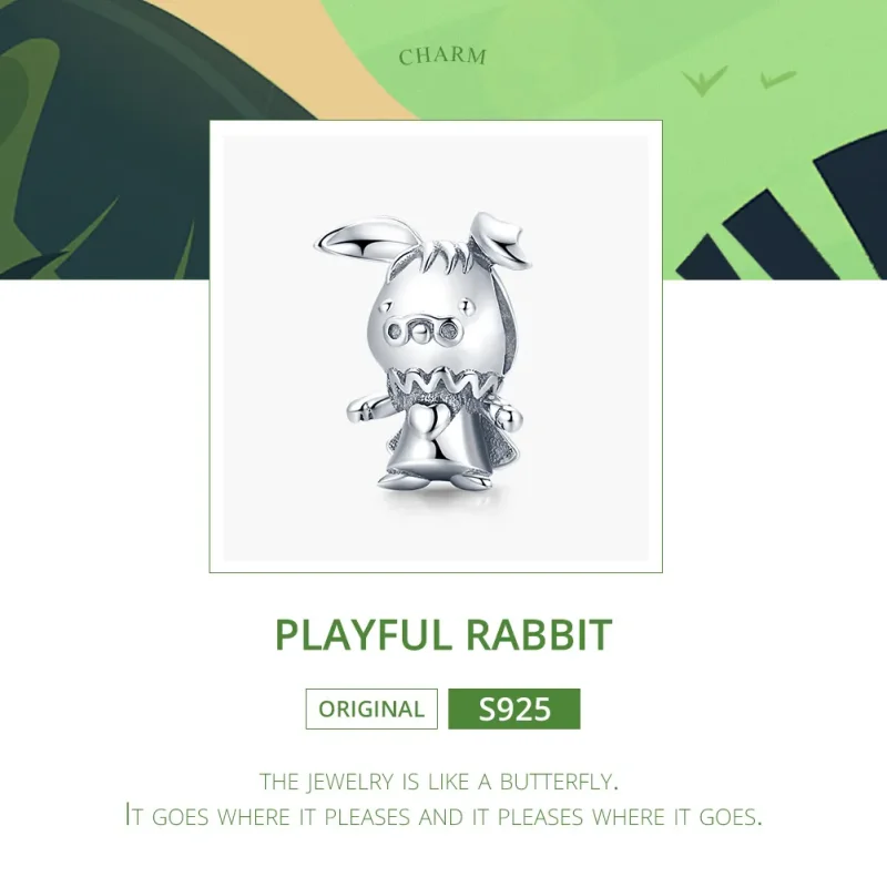 (image for) Pandora Style Silver Charm, Playful Rabbit - SCC1867 - View 6