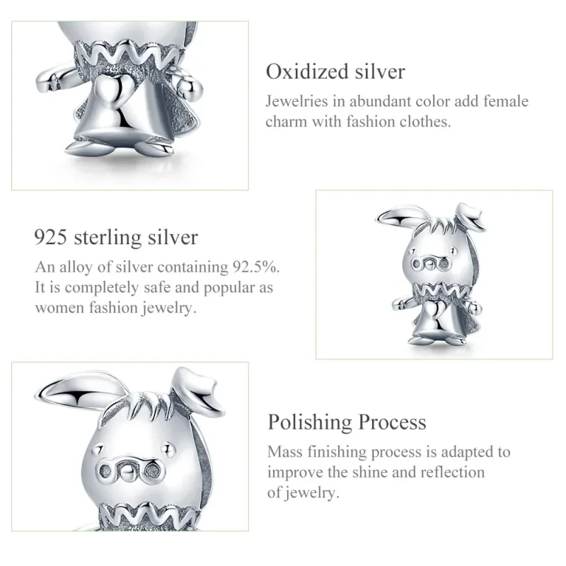 (image for) Pandora Style Silver Charm, Playful Rabbit - SCC1867 - View 8
