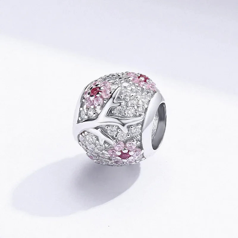 (image for) Pandora Style Silver Charm, Plum Blossom - BSC153 - View 2