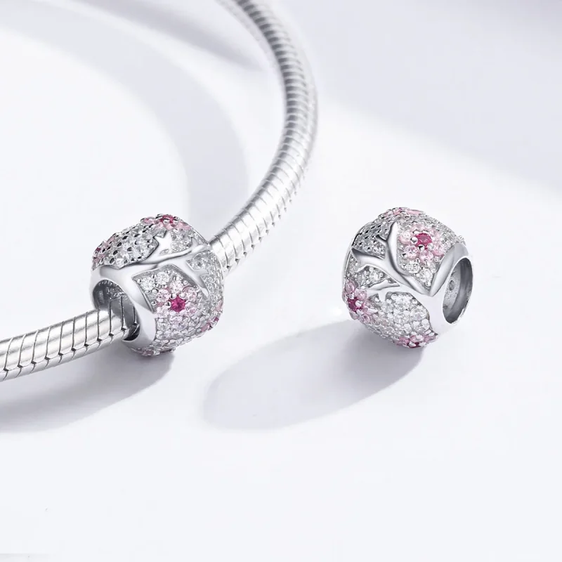 (image for) Pandora Style Silver Charm, Plum Blossom - BSC153 - View 4