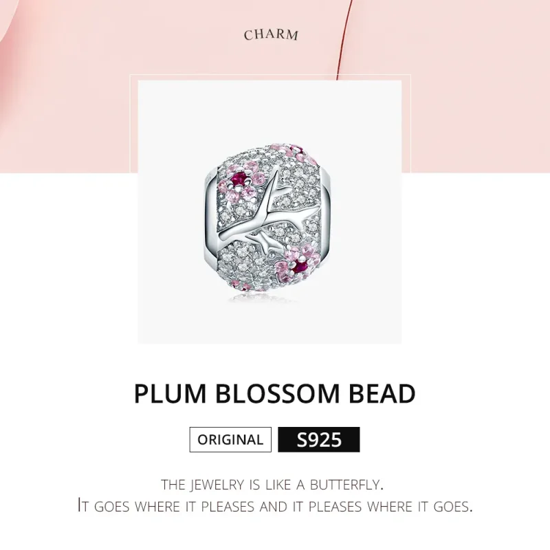 (image for) Pandora Style Silver Charm, Plum Blossom - BSC153 - View 6
