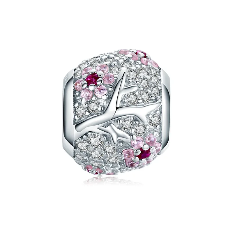 (image for) Pandora Style Silver Charm, Plum Blossom - BSC153 - Product Image