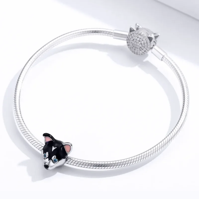 (image for) Pandora Style Silver Charm, Puppy, Multicolor Enamel - BSC191 - View 3