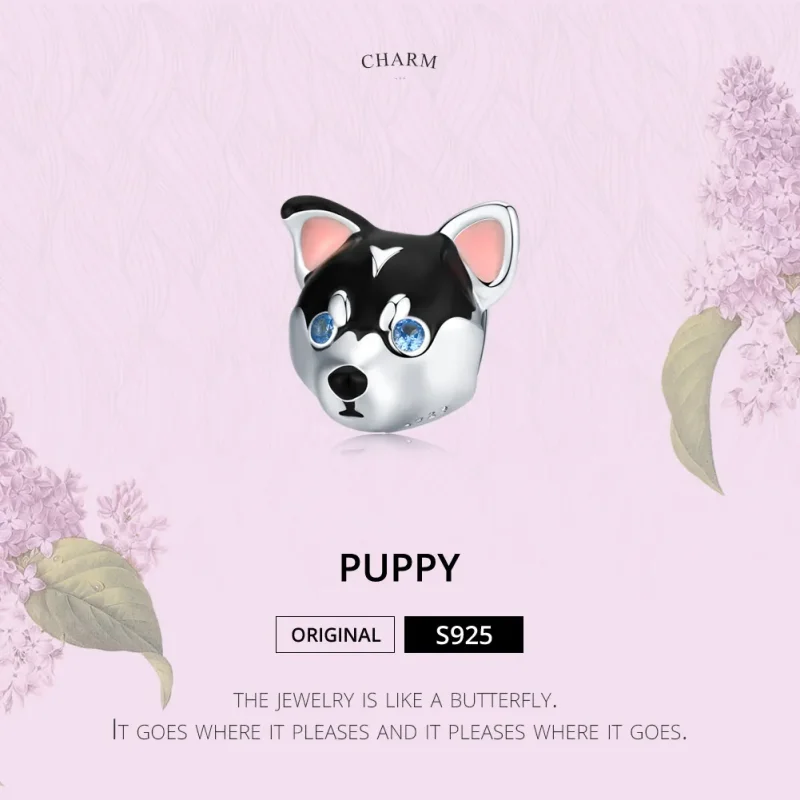 (image for) Pandora Style Silver Charm, Puppy, Multicolor Enamel - BSC191 - View 6