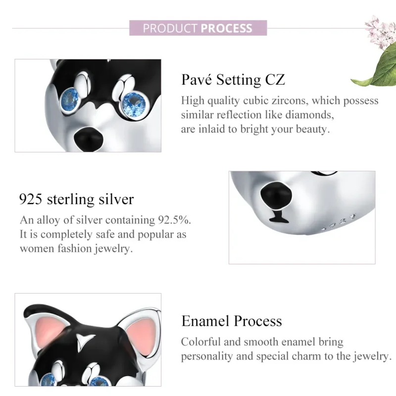 (image for) Pandora Style Silver Charm, Puppy, Multicolor Enamel - BSC191 - View 8