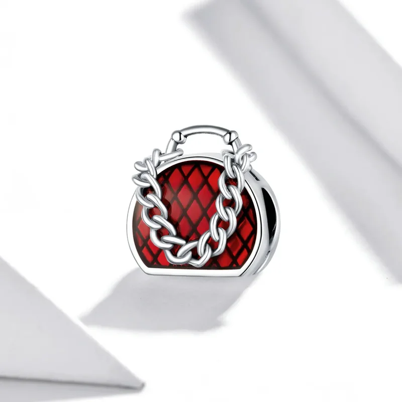(image for) Pandora Style Silver Charm, Purse, Red Enamel - BSC345 - View 2