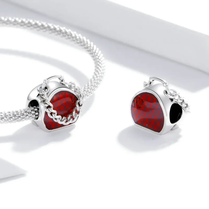 (image for) Pandora Style Silver Charm, Purse, Red Enamel - BSC345 - View 4