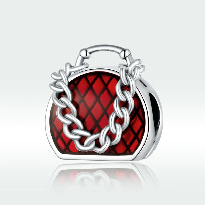 (image for) Pandora Style Silver Charm, Purse, Red Enamel - BSC345 - View 5