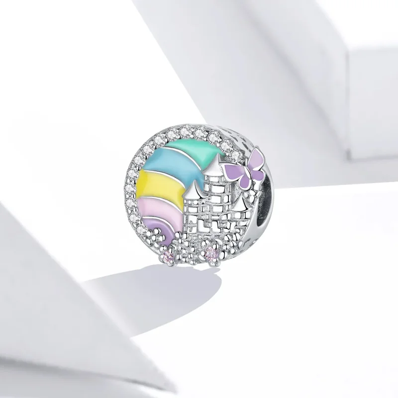 (image for) Pandora Style Silver Charm, Rainbow Castle, Multicolor Enamel - SCC1585 - View 2