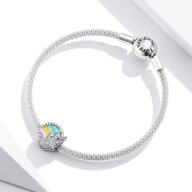 (image for) Pandora Style Silver Charm, Rainbow Castle, Multicolor Enamel - SCC1585 - View 4