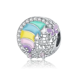 (image for) Pandora Style Silver Charm, Rainbow Castle, Multicolor Enamel - SCC1585