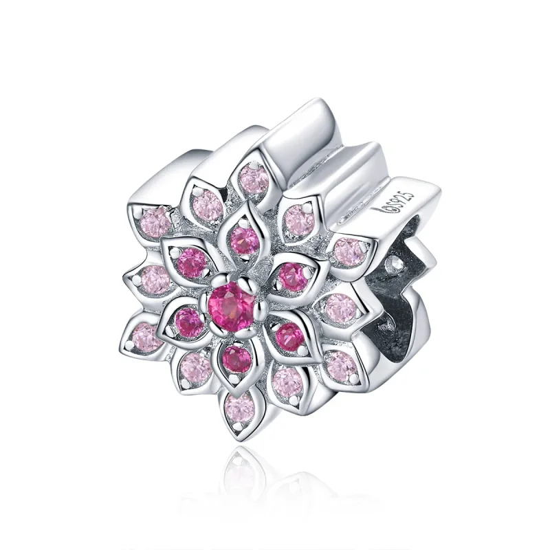 (image for) Pandora Style Silver Charm, Red Lotus - BSC038 - Product Image