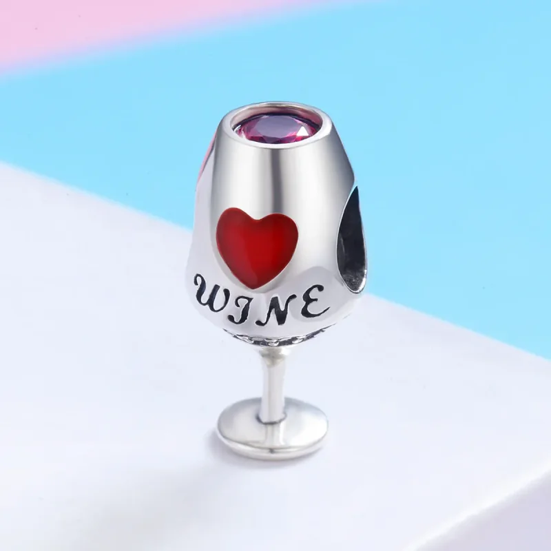 (image for) Pandora Style Silver Charm, Red Wine Glass, Red Enamel - SCC788 - View 2