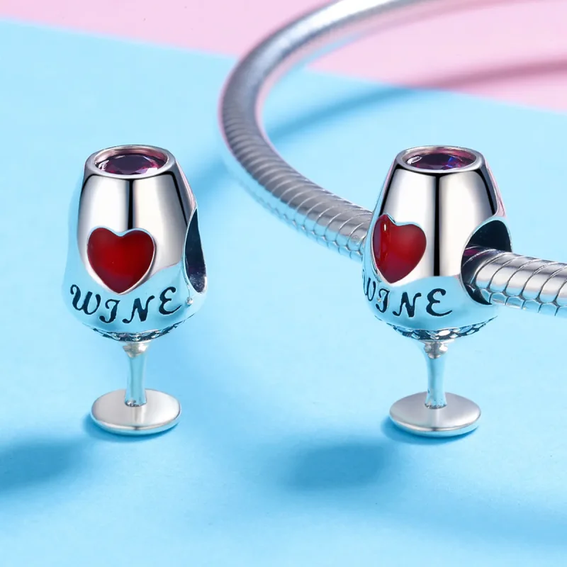 (image for) Pandora Style Silver Charm, Red Wine Glass, Red Enamel - SCC788 - View 3