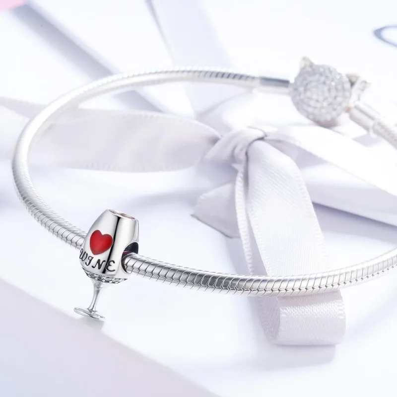(image for) Pandora Style Silver Charm, Red Wine Glass, Red Enamel - SCC788 - View 4